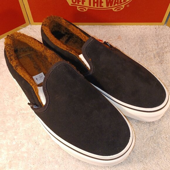 Vans Men's 4/Women's 5.5 Slip On Sherpa Lined Black/Marshmallow VN0A7VCFABI - Picture 6 of 12